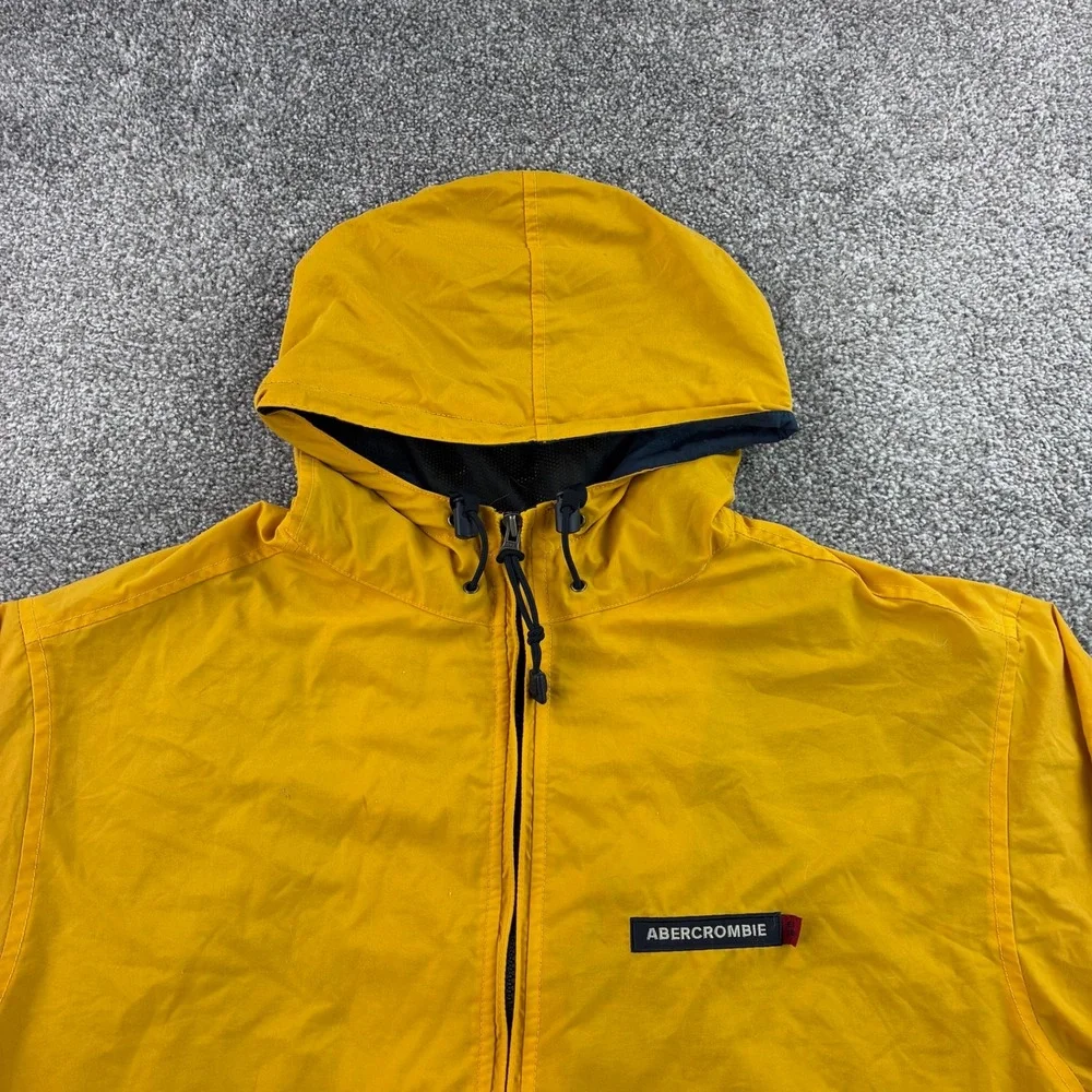 Vintage Abercrombie and Fitch Jacket Mens M Yellow Nylon Windbreaker Sailing